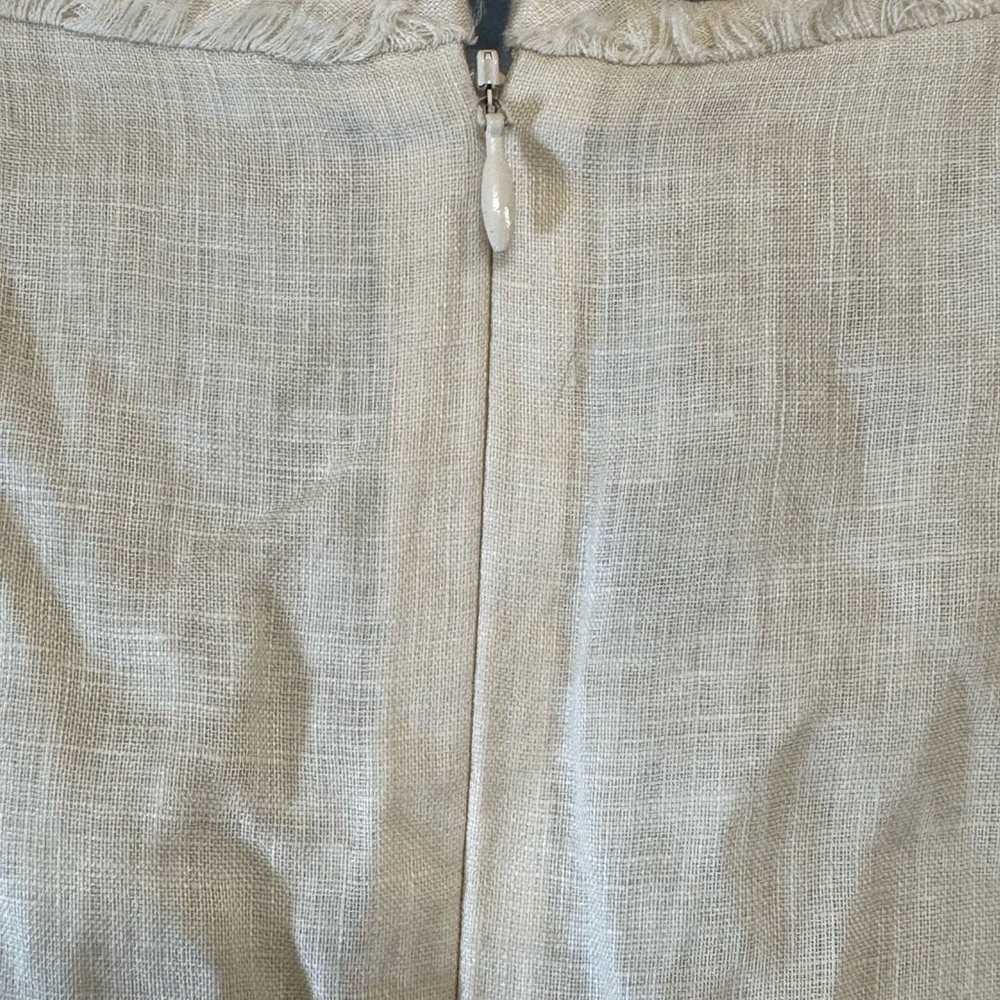 Talbots Petite Linen Shift Dress Cream Sleeveless Summer Frayed Trim 10P - Picture 6 of 8